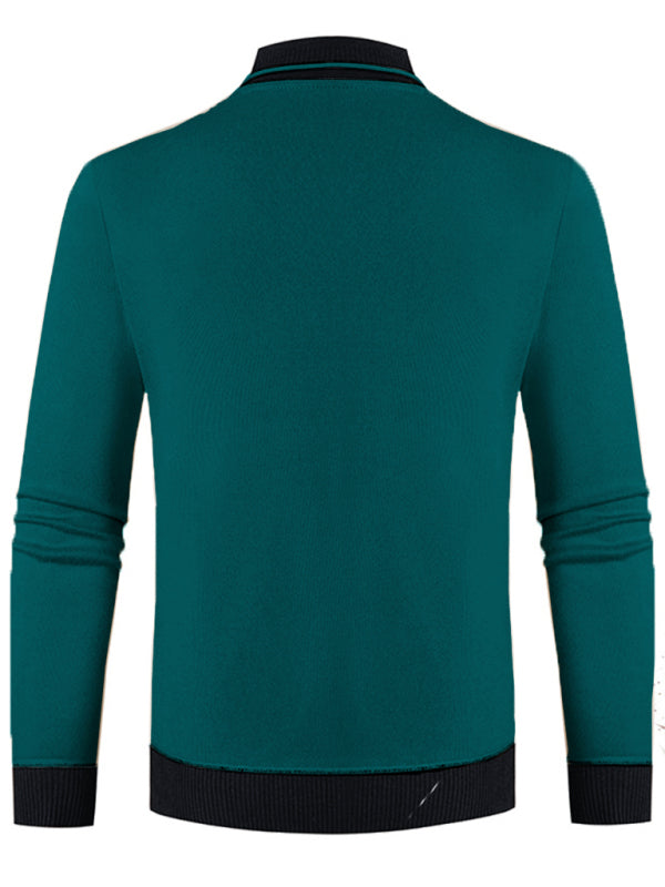 Stacey B's Men's new half turtleneck plus velvet slim long-sleeved sweater