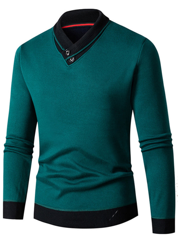 Stacey B's Men's new half turtleneck plus velvet slim long-sleeved sweater