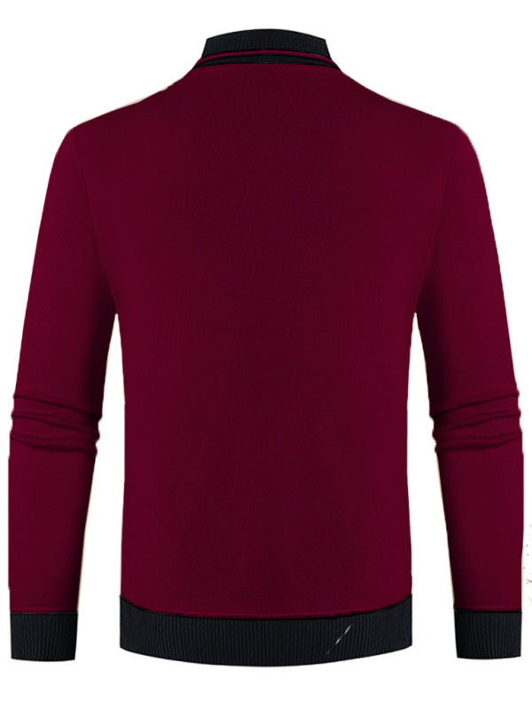 Stacey B's Men's new half turtleneck plus velvet slim long-sleeved sweater