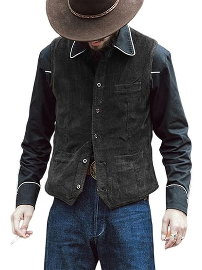 Stacey B's Men's solid color casual vest V-neck slim retro vest