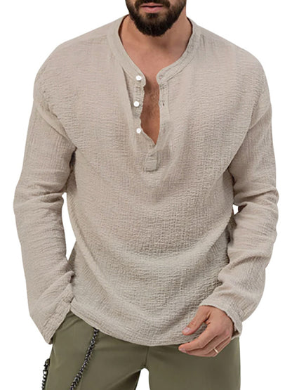 Stacey B's Men's new solid color casual long-sleeved shirt and trousers suit