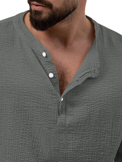 Stacey B's Men's new solid color casual long-sleeved shirt and trousers suit