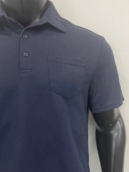 Stacey B's  Men's lapel polo shirt short-sleeved T-shirt pocket decoration shorts two-piece set