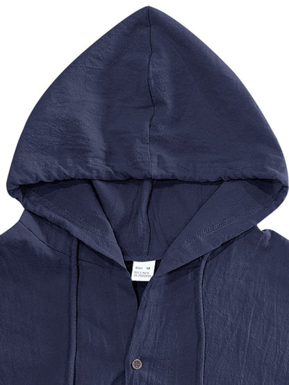 Stacey B's Men's Casual Sleeveless Waistcoat Shirt Linen Hooded Solid Color Breathable Loose Top