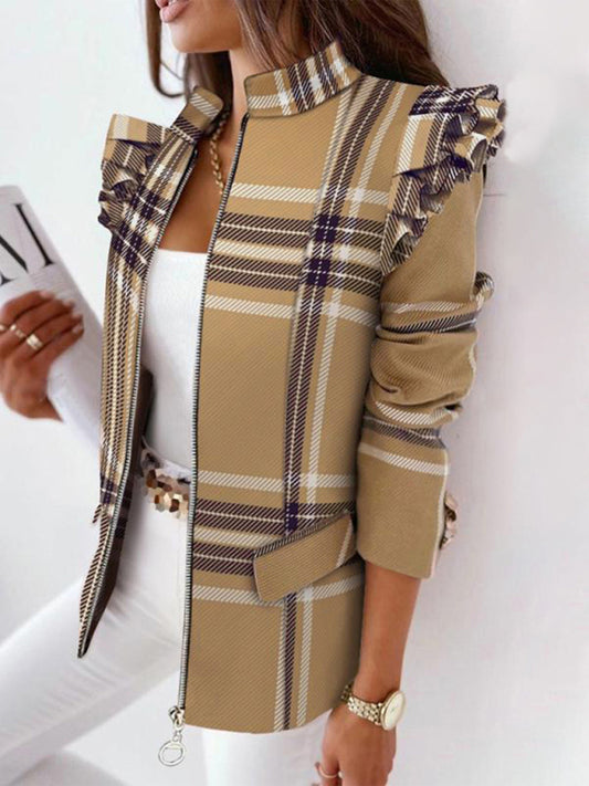 Stacey B's Autumn Winter Long Sleeve Printed Suit Coat