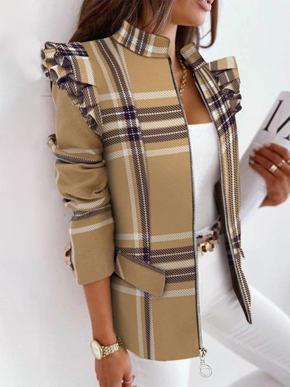 Stacey B's Autumn Winter Long Sleeve Printed Suit Coat