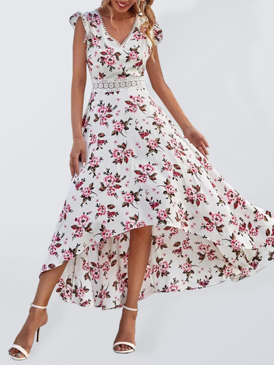 Stacey B's Women's Printed Sleeveless Swing Skirt Lace Waist Dress