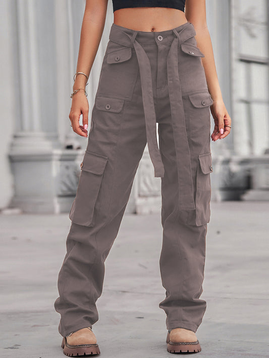 Stacey B's New washed denim multi-pocket heavy industry casual overalls trousers