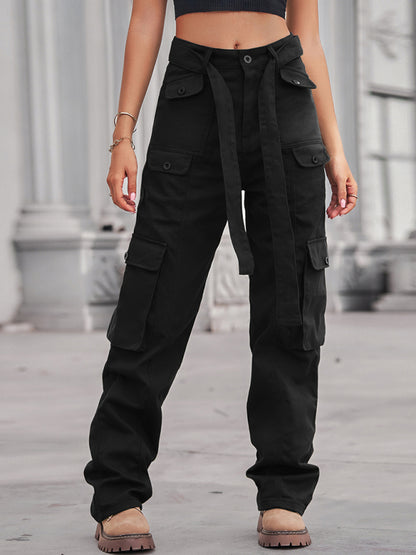 Stacey B's New washed denim multi-pocket heavy industry casual overalls trousers