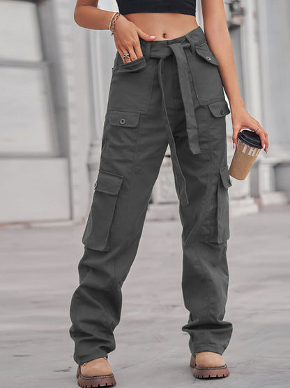 Stacey B's New washed denim multi-pocket heavy industry casual overalls trousers