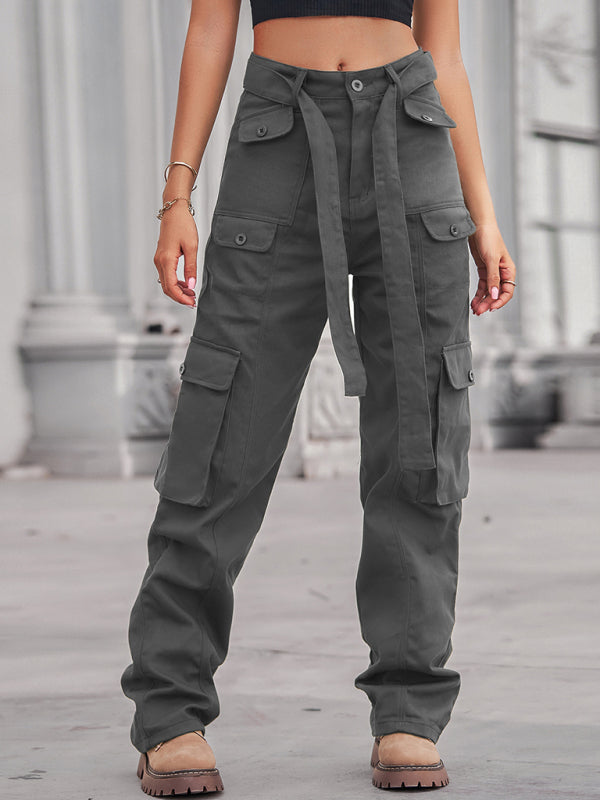 Stacey B's New washed denim multi-pocket heavy industry casual overalls trousers