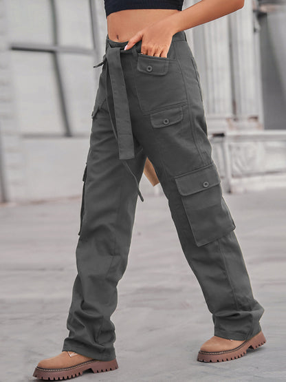 Stacey B's New washed denim multi-pocket heavy industry casual overalls trousers