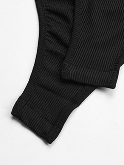 Stacey B's Sexy Fake Two-Piece Skinny Hollow Black Onesie