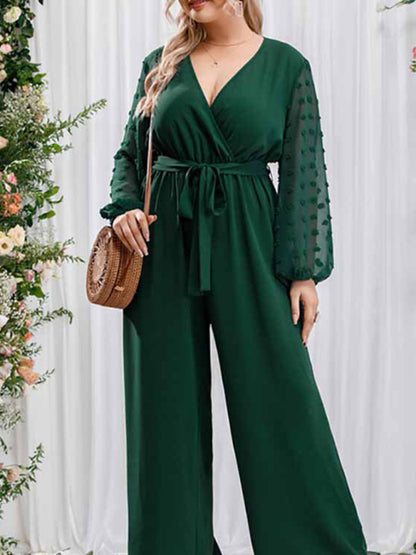 Stacey B's New Plus Size Women's Sexy Bowknot Lady Lace Straight Loose High Waist Solid Color Jumpsuit