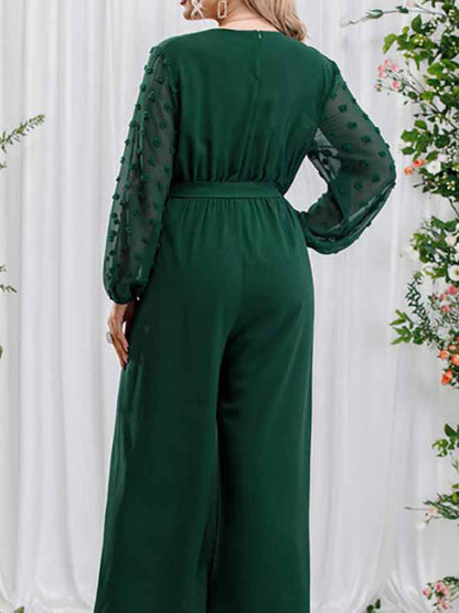 Stacey B's New Plus Size Women's Sexy Bowknot Lady Lace Straight Loose High Waist Solid Color Jumpsuit