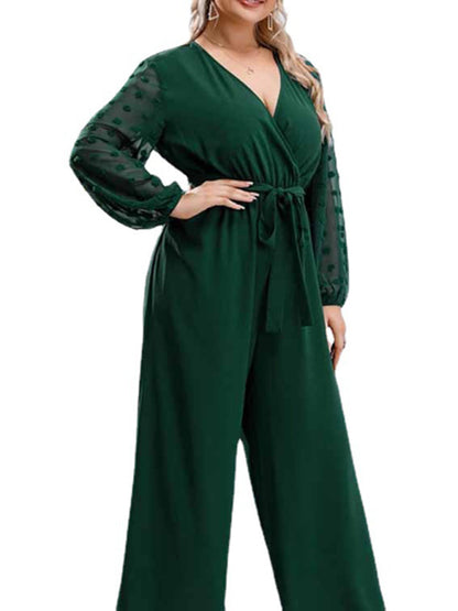 Stacey B's New Plus Size Women's Sexy Bowknot Lady Lace Straight Loose High Waist Solid Color Jumpsuit
