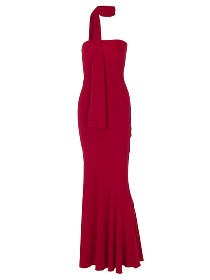 Stacey B's Breast-wrapped fish hemline shawl dress
