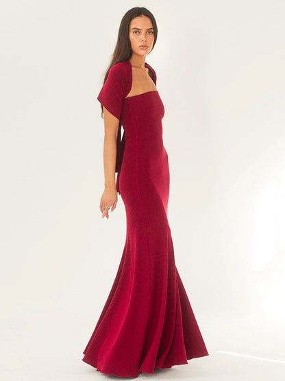 Stacey B's Breast-wrapped fish hemline shawl dress