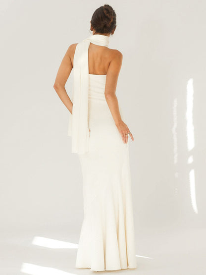 Stacey B's Breast-wrapped fish hemline shawl dress