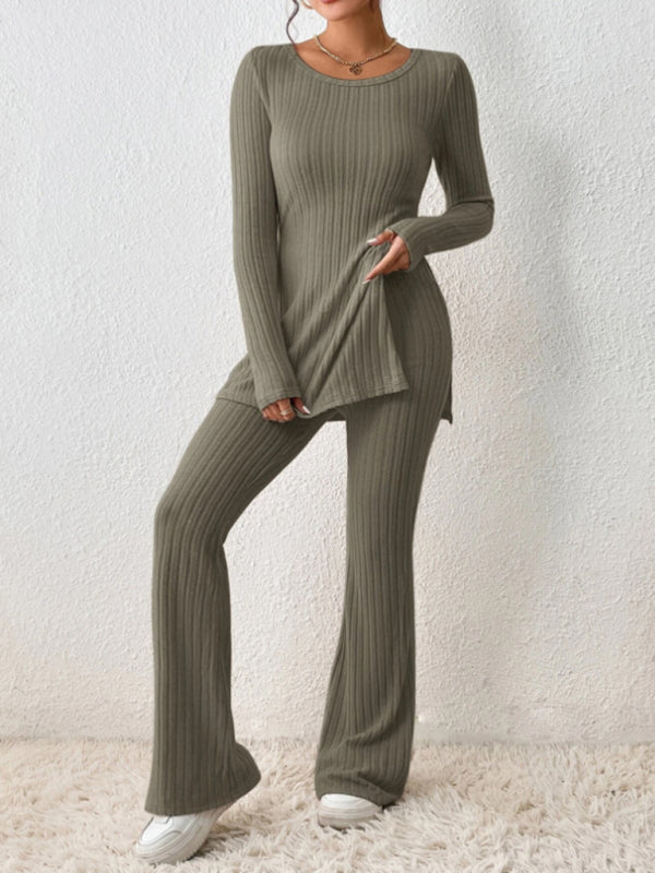 Stacey B's Women's casual slim side slit knitted two-piece set