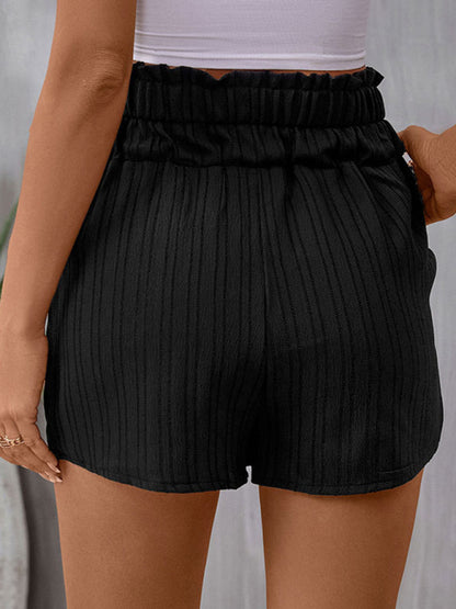 Stacey B's Women's New Casual Versatile Pocket High Waist Button Pleated Elastic Waist Shorts