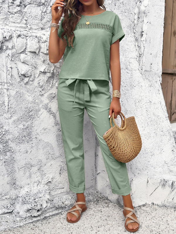 Stacey B's Women's casual short-sleeved top and trousers suit