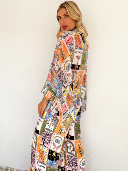 Stacey B's New bat sleeve printed loose suit casual home trousers two-piece set