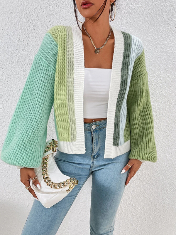 Stacey B's Stylish Knitted Cardigan with Contrast Colors