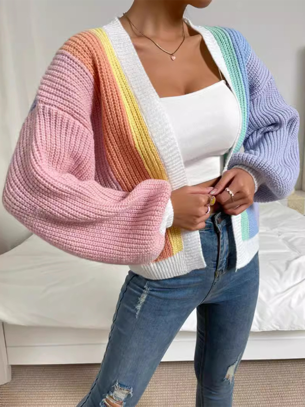 Stacey B's Stylish Knitted Cardigan with Contrast Colors