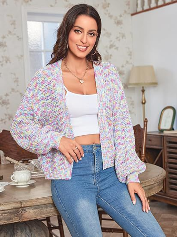 Stacey B's Stylish Knitted Cardigan with Contrast Colors