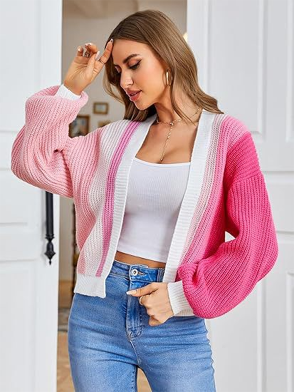 Stacey B's Stylish Knitted Cardigan with Contrast Colors