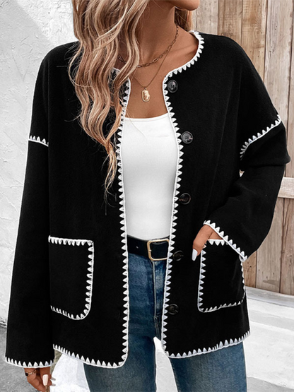 Stacey B's Loose-fitting colorblock fleece jacket