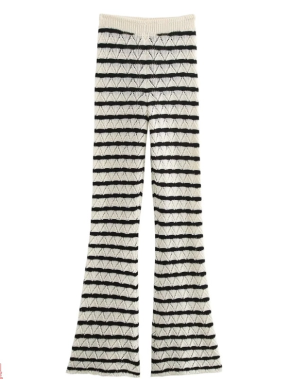 Stacey B's Striped knit l long sleeve flared pants set