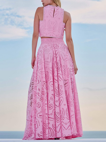 Stacey B's New Sleeveless Long Dress Pocket Suit Casual Vacation Loose Two-piece Set