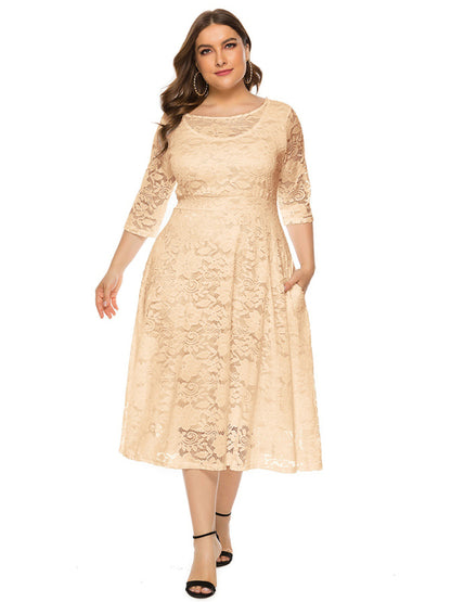 Stacey B's Plus size women's new evening dress bridesmaid dress lace pocket dress