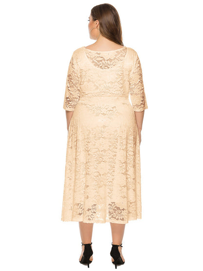 Stacey B's Plus size women's new evening dress bridesmaid dress lace pocket dress