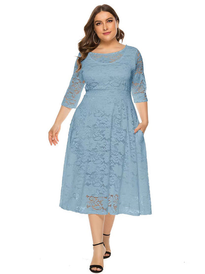Stacey B's Plus size women's new evening dress bridesmaid dress lace pocket dress