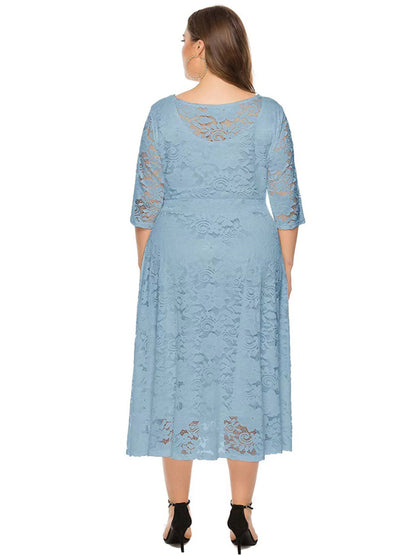 Stacey B's Plus size women's new evening dress bridesmaid dress lace pocket dress