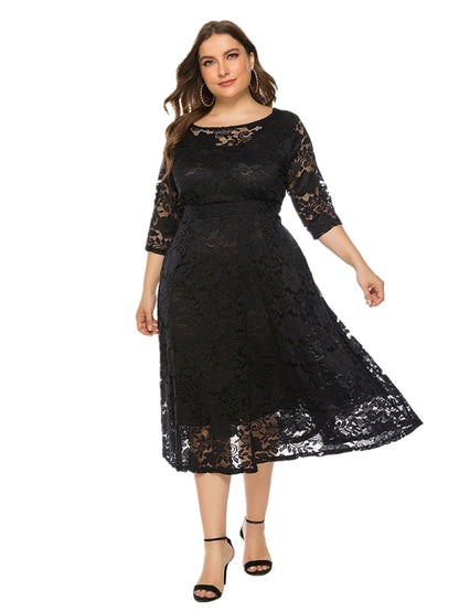 Stacey B's Plus size women's new evening dress bridesmaid dress lace pocket dress