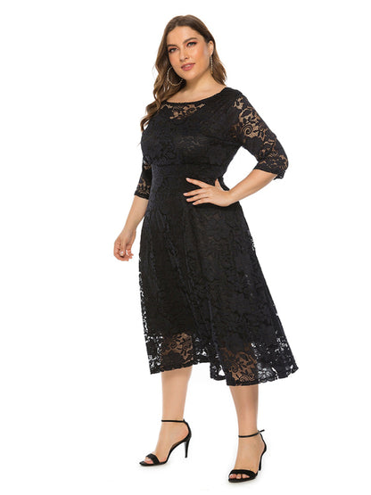 Stacey B's Plus size women's new evening dress bridesmaid dress lace pocket dress