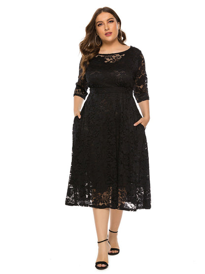 Stacey B's Plus size women's new evening dress bridesmaid dress lace pocket dress