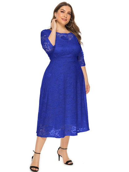 Stacey B's Plus size women's new evening dress bridesmaid dress lace pocket dress