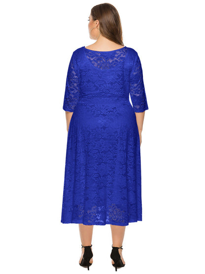 Stacey B's Plus size women's new evening dress bridesmaid dress lace pocket dress