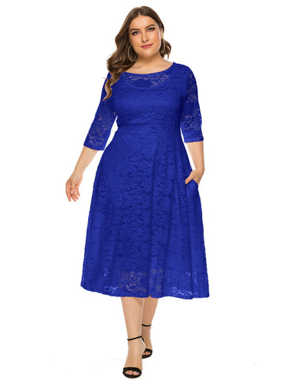 Stacey B's Plus size women's new evening dress bridesmaid dress lace pocket dress