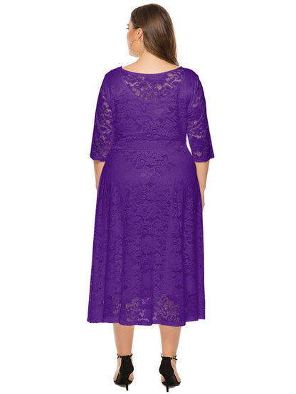 Stacey B's Plus size women's new evening dress bridesmaid dress lace pocket dress