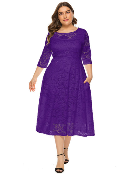 Stacey B's Plus size women's new evening dress bridesmaid dress lace pocket dress