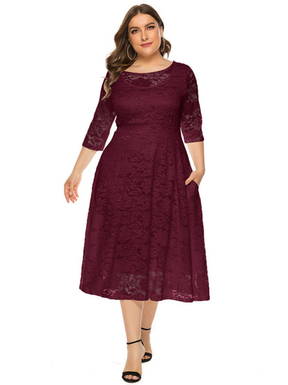 Stacey B's Plus size women's new evening dress bridesmaid dress lace pocket dress