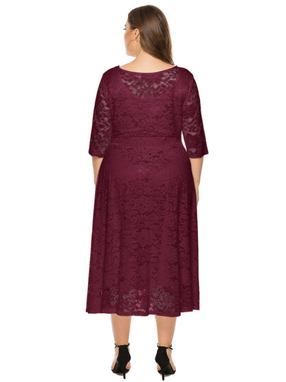 Stacey B's Plus size women's new evening dress bridesmaid dress lace pocket dress