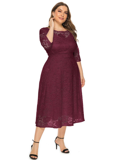 Stacey B's Plus size women's new evening dress bridesmaid dress lace pocket dress