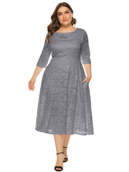 Stacey B's Plus size women's new evening dress bridesmaid dress lace pocket dress